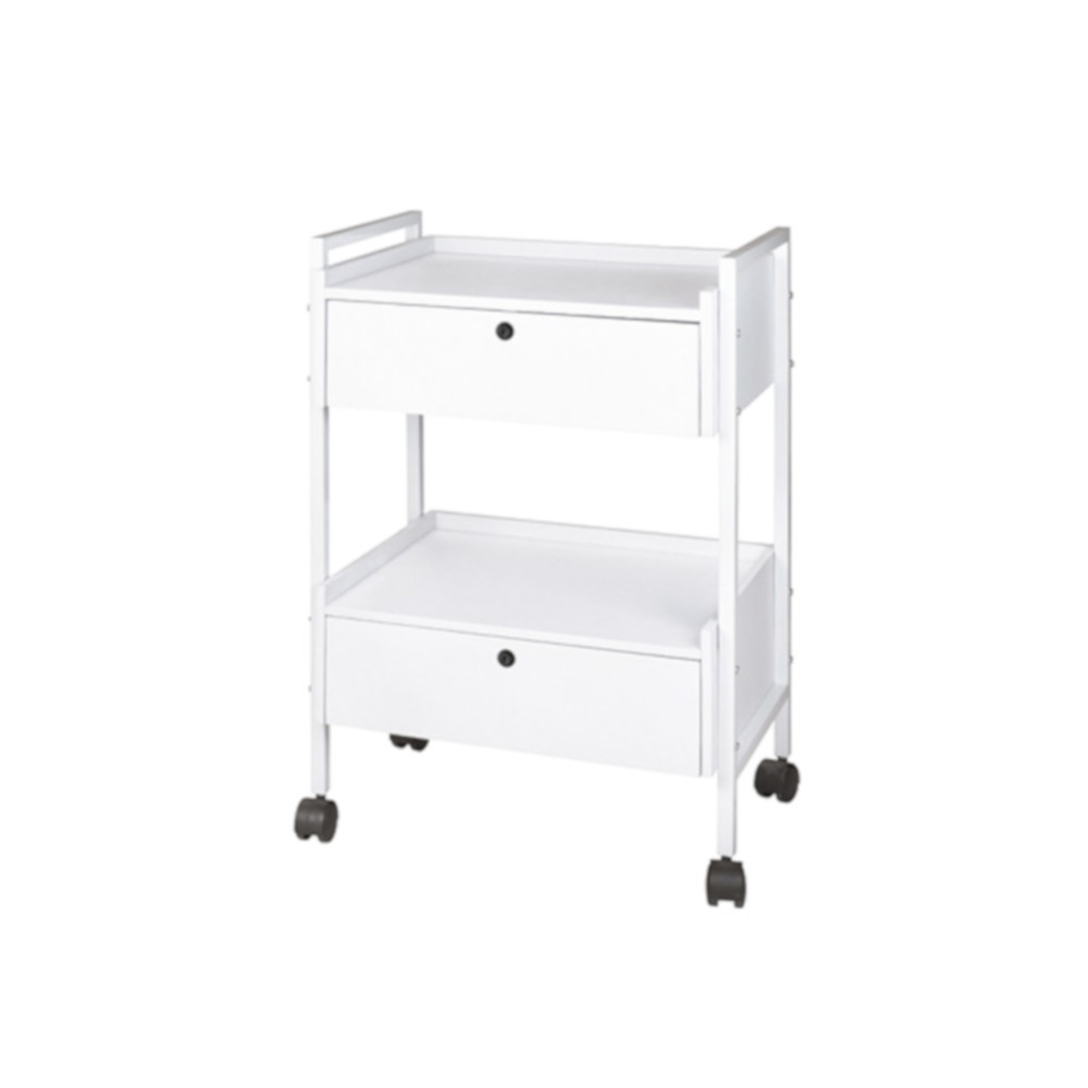 GUERIDON 2 TIROIRS BLANC