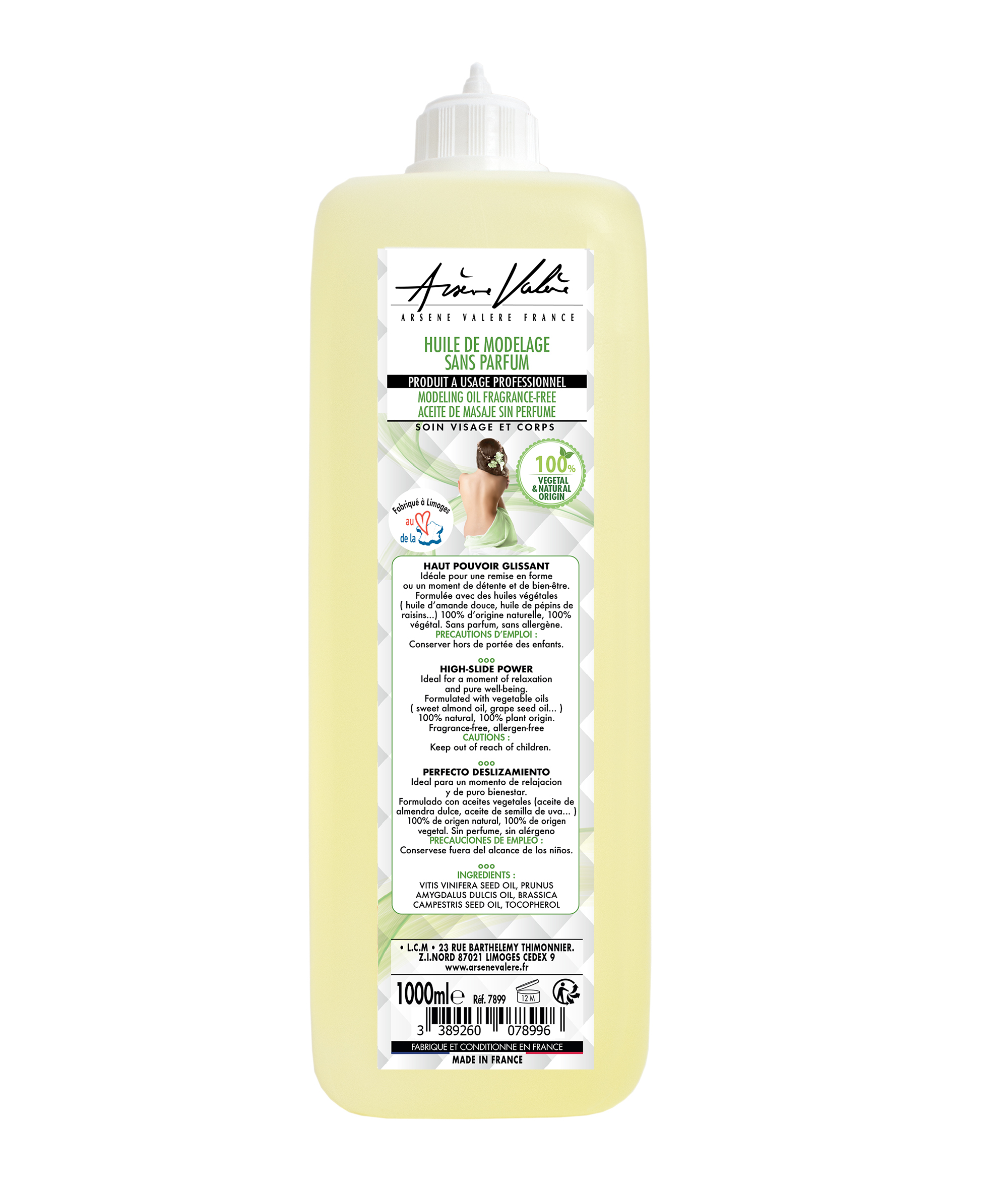 Huile de modelage sans parfum - 100% d'origine naturelle - 100% d'origine végétale