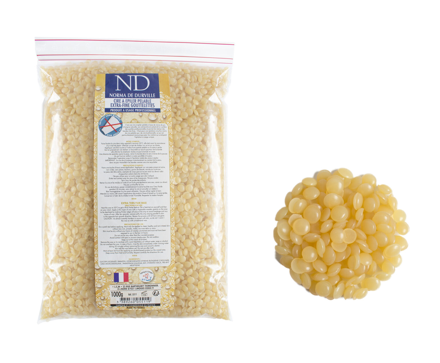 cire pelable naturelle extra fine sachet de 1 kg