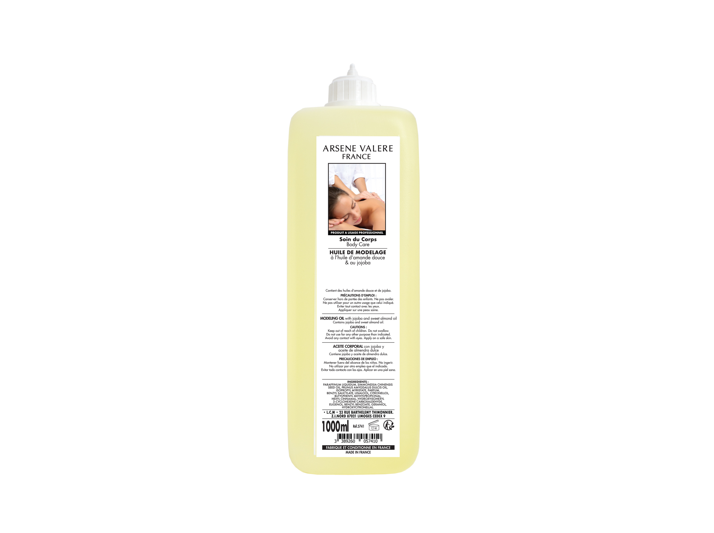 HUILE DE MODELAGE aux huiles d'amande douce et jojoba Flacon de 1 litre