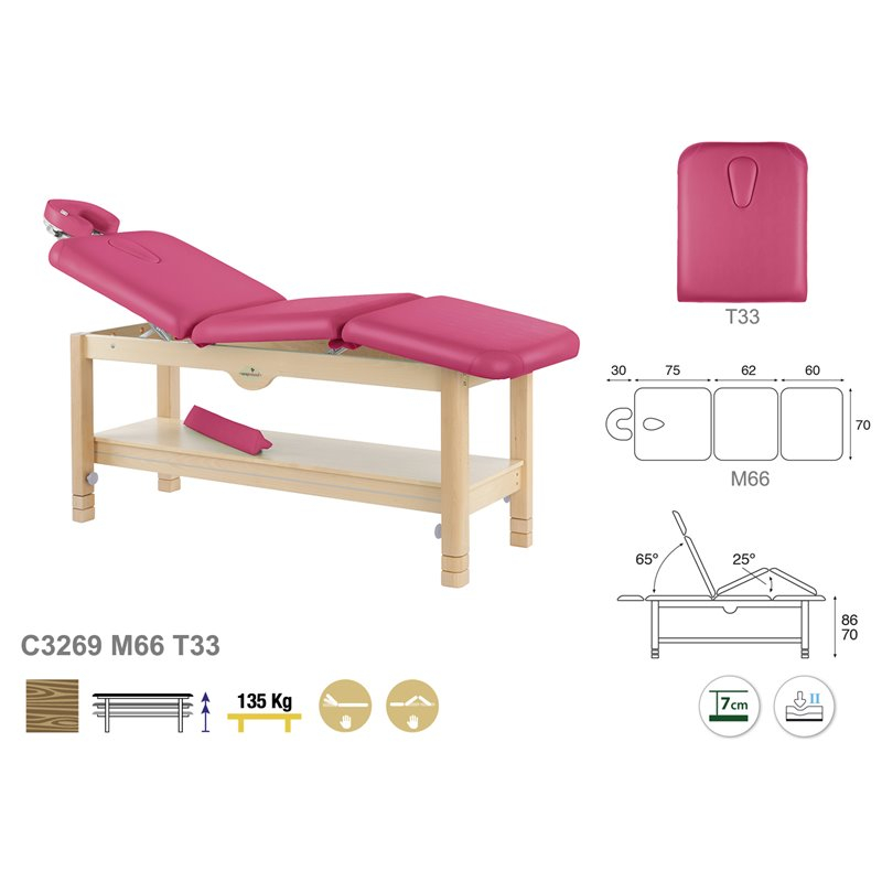 TABLE FIXE BOIS NATUREL 3 plans 70x198