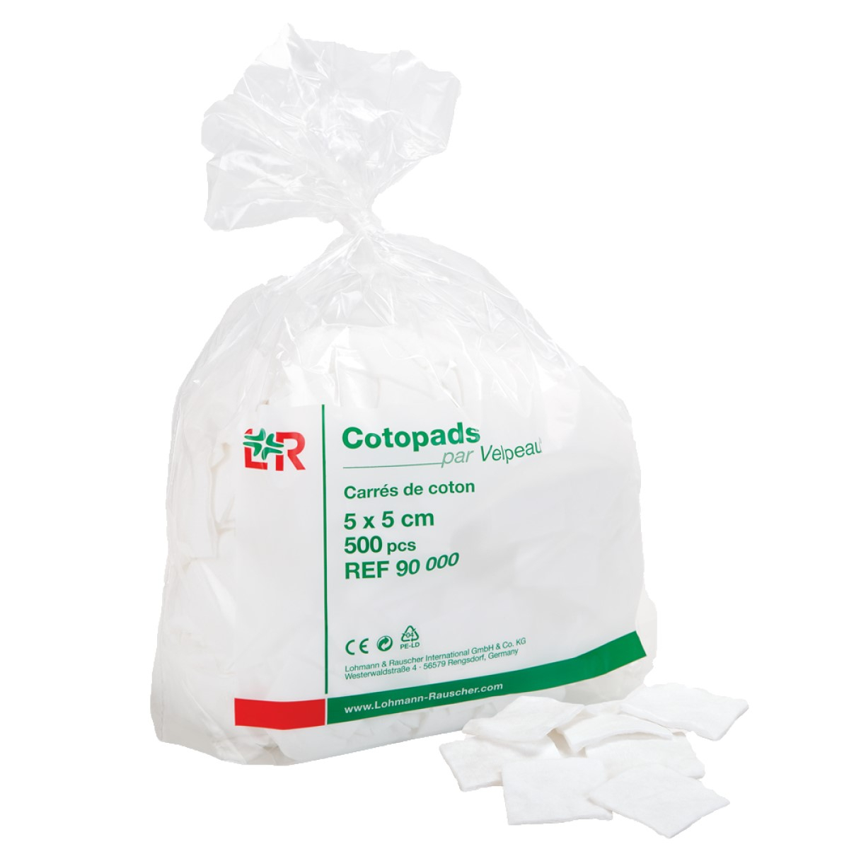 coton carré 5x5 sachet de 500
